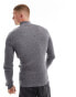 ASOS DESIGN muscle fit knitted essential 1/4 zip jumper in grey twist