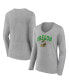 ფოტო #1 პროდუქტის Women's Heather Gray Oregon Ducks Evergreen Campus Long Sleeve V-Neck T-shirt