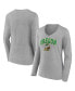 Фото #1 товара Women's Heather Gray Oregon Ducks Evergreen Campus Long Sleeve V-Neck T-shirt