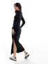 Фото #3 товара Miss Selfridge zip up long sleeve midi dress in black