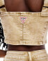 Фото #4 товара Guess Originals co-ord aged denim zip bustier top in overdyed beige