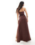 ASOS DESIGN premium corset maxi dress with full drape detail skirt in plum