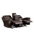 White Label Calico 80" Double Glider Reclining Love Seat with Center Console, Power Outlets, Hidden Drawer and USB Ports
