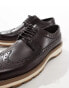 ASOS DESIGN lace up brogue shoes in brown leather with contrast white sole