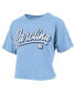 Women's Carolina Blue Distressed North Carolina Tar Heels Team Script Harlow Vintage-Like Waist Length T-shirt