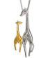 ფოტო #3 პროდუქტის Diamond Giraffe Mother & Child 18" Pendant Necklace (1/10 ct. t.w.) in Sterling Silver & 10k Gold