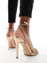 Фото #3 товара Steve Madden Slayed embellished strap heeled sandals in rose gold