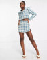 Miss Selfridge button through dogtooth mini skirt co-ord in blue