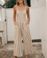 ფოტო #2 პროდუქტის Women's Striped Sleeveless V-Neck Wide Leg Jumpsuit