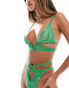 Фото #2 товара ASOS DESIGN Roma lace cut out triangle bra with v-front in bright green