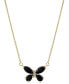 ფოტო #1 პროდუქტის Onyx & Diamond Accent Butterfly 18" Pendant Necklace in 14k Gold