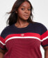 ფოტო #3 პროდუქტის Plus Size Colorblocked Short-Sleeve Sweater