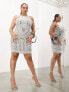 Фото #7 товара ASOS EDITION Curve pearl and sequin embellished halter mini dress in silver