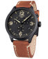 ფოტო #2 პროდუქტის Men's Swiss Chrono XL Brown Leather Strap Watch 45mm
