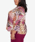 Plus Size Wine Country Women's Feather Print Lace Detailed Crew Neck Top