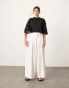 ASOS EDITION ultra wide leg linen mid rise pleat front trouser in white weiß, 36 - фото #2