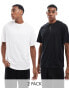 Фото #1 товара Jack & Jones 2 pack oversized t-shirt in white & black