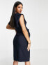 Фото #3 товара ASOS DESIGN Maternity angel sleeve midi pencil dress in navy