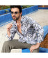 ფოტო #3 პროდუქტის Men's Charcoal Grey & Prussian Blue Marble Foliage Shirt