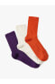 3'lü Soket Çorap Seti Dokulu Çok Renkli