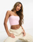 Фото #2 товара ellesse Folliero bandeau top in pink gingham check