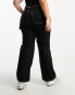 DTT Plus Blaze wide leg cargo jeans with chain in black