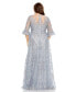 ფოტო #2 პროდუქტის Women's Plus Size High Neck Flutter Sleeve Embroidered A Line Gown