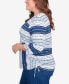 Plus Size In Full Bloom Spliced Texture Stripe Side Tie Top