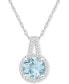 ფოტო #1 პროდუქტის Aquamarine (1-1/4 ct. t.w.) & Diamond (1/6 ct. t.w.) Halo 18" Pendant Necklace in Sterling Silver