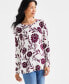 ფოტო #1 პროდუქტის Women's Floral Crewneck Long-Sleeve Sweater, Created for Macy's