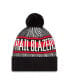 Фото #2 товара Men's Black Portland Trail Blazers Striped Cuffed Pom Knit Hat