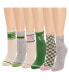 ფოტო #3 პროდუქტის Women's 6 Pack Pickle ball Quarter Crew Socks, Pink/Green, One Size