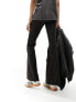 Only Tall flared trousers in black pinstripe