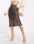 Фото #1 товара Glamorous 90s satin slip skirt in brown micro spot