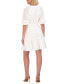 Фото #2 товара Women's Eyelet Balloon-Sleeve Tasseled-Drawstring Dress