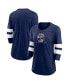 ფოტო #1 პროდუქტის Women's Heather Navy Colorado Avalanche Line Shift Tri-Blend Three-Quarter Sleeve T-shirt