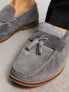 Фото #3 товара Schuh rich tassel loafers in grey suede