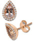 ფოტო #1 პროდუქტის Morganite (1-1/10 ct. t.w.) & Diamond (1/8 ct. t.w.) Teardrop Halo Stud Earrings in 14k Rose Gold
