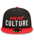 ფოტო #3 პროდუქტის Men's Black, Red Miami Heat 2023/24 City Edition 59FIFTY Fitted Hat