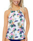 Фото #1 товара Women's Cali Tropical-Print Tankini Top, Created for Macy's