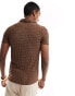 ASOS DESIGN muscle fit polo in textured brown Коричневый, XL - Chest 44 - фото #4