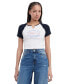 ფოტო #1 პროდუქტის Women's Slim Vintage Prep Cropped T-Shirt