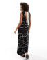 ASOS DESIGN sleeveless trapeze maxi with D ring back detail in black print