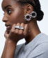ფოტო #4 პროდუქტის Silver-Tone Crystal Circle Stud Earrings