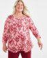 ფოტო #1 პროდუქტის Plus Size Printed Scoop-Neck Top, Created for Macy's