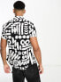 Фото #4 товара ASOS DESIGN stretch slim shirt in black abstract print