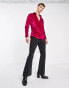 Фото #6 товара ASOS DESIGN skinny velvet shirt in bright pink