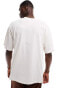 Selected Homme super oversized t-shirt with central print in cream weiß-sand, M - фото #4