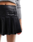 Bershka pleated faux leather mini skirt in black M - фото #8