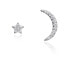 Фото #1 товара silver asymmetrical earrings with zircons Popular 71061E000-30